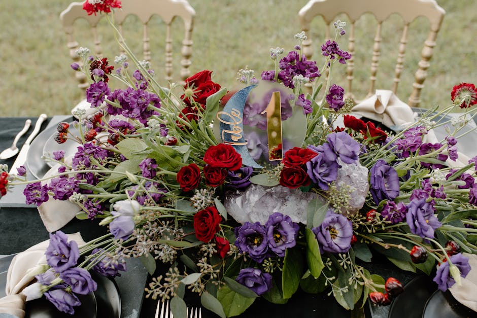 Elegant floral wedding table setup